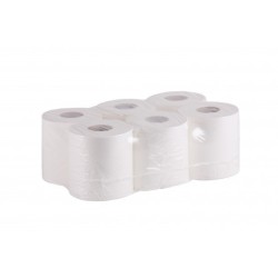 Bobine essuie-tout dévidage central 450 formats pure ouate blanche double épaisseur Ecolabel colis de 6