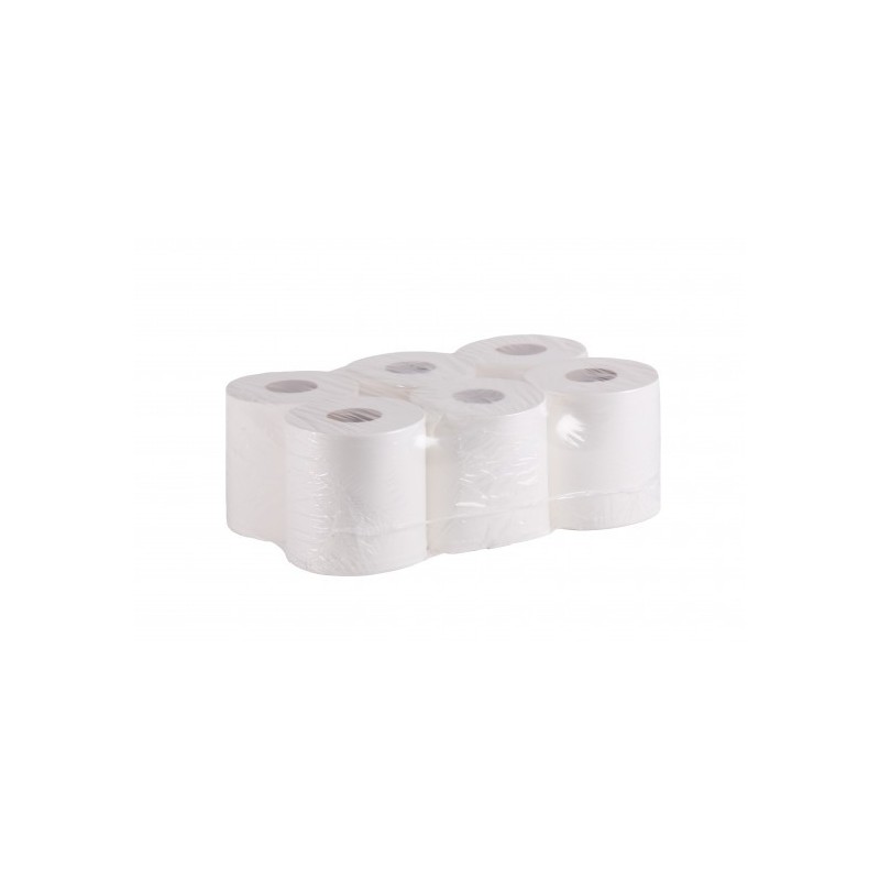 Bobine essuie-tout dévidage central 450 formats pure ouate blanche double épaisseur Ecolabel colis de 6
