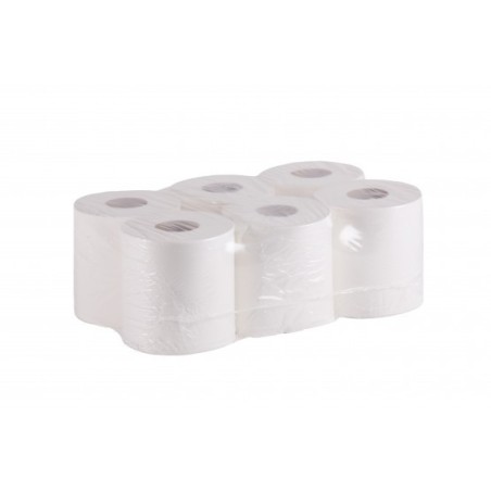 Bobine essuie-tout dévidage central 450 formats pure ouate blanche double épaisseur Ecolabel colis de 6