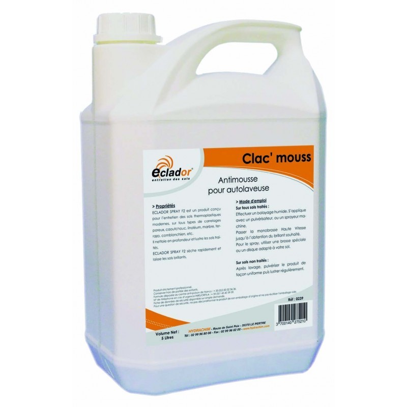 CLAC'MOUSS antimousse professionnel ultra concentré pour autolaveuse 5 litres