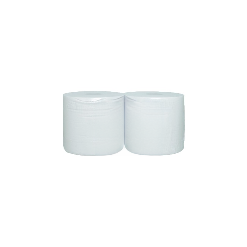 Bobine industrielle 1500 formats pure ouate blanche double épaisseur Ecolabel colis de 2