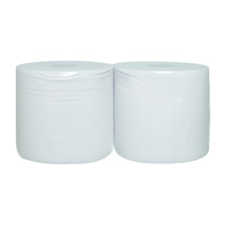 Bobine industrielle 1500 formats pure ouate blanche double épaisseur Ecolabel colis de 2