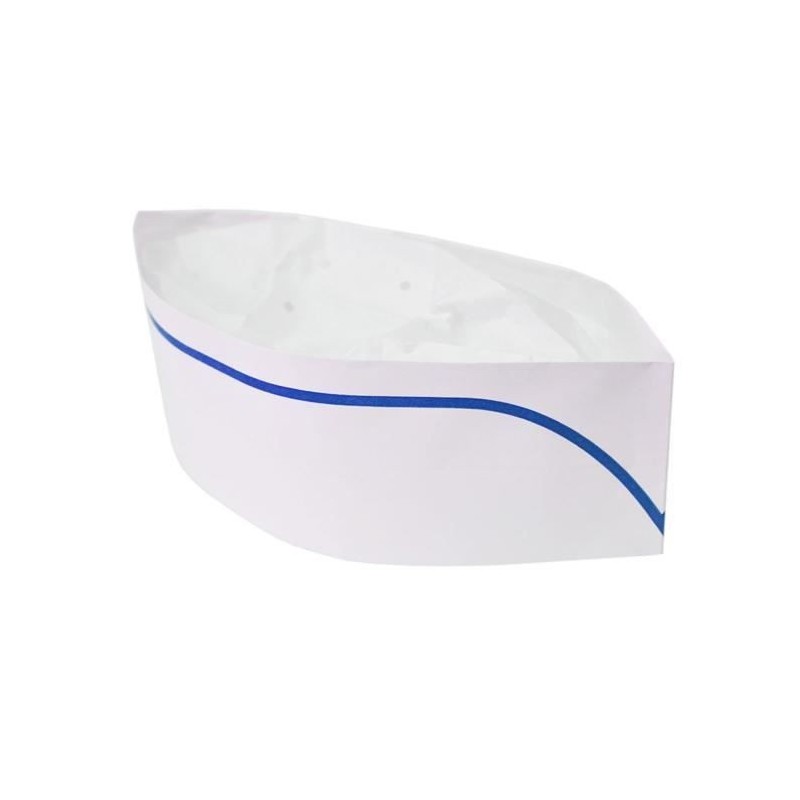 Calot papier blanc avec liseré bleu ajustable – Colis de 1 000