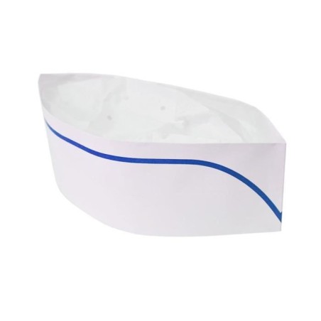 Calot papier blanc avec liseré bleu ajustable – Colis de 1 000