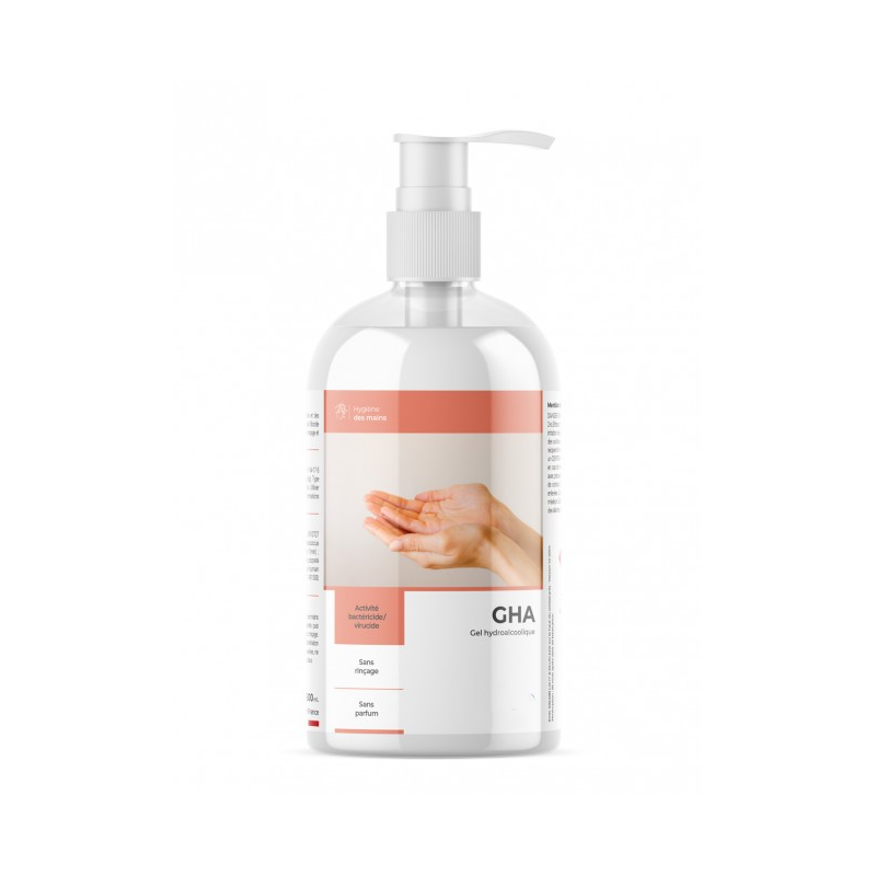 GHA gel hydroalcoolique 500 ml virucide EN 14476 fabriqué en France