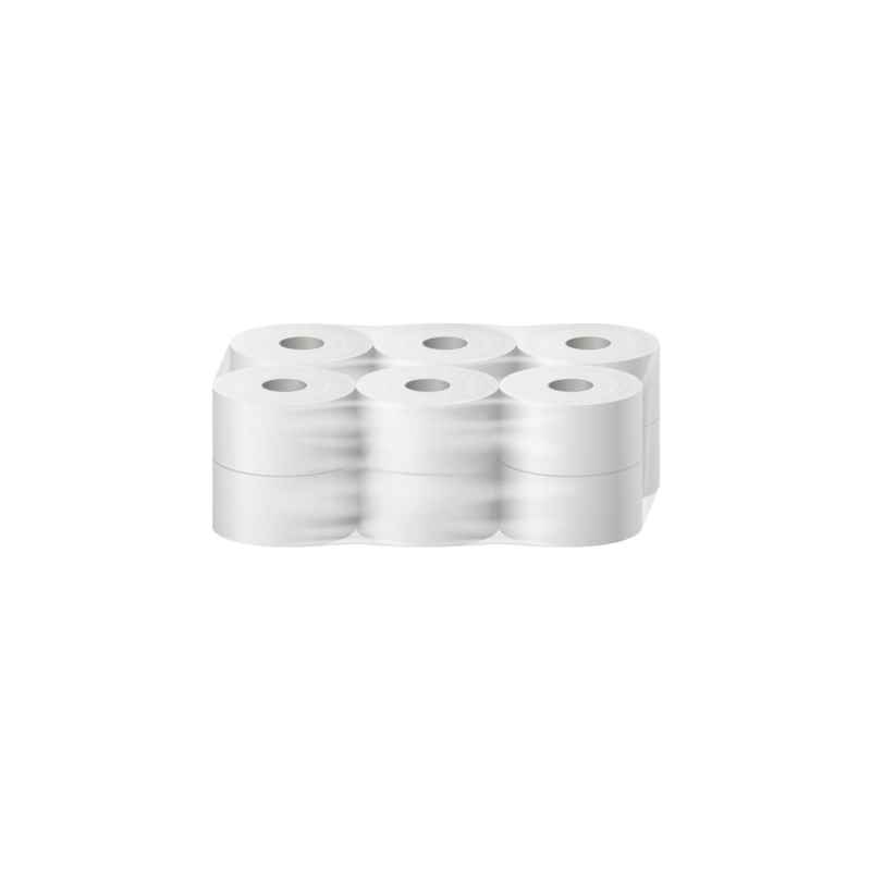 Papier hygiénique Mini Jumbo 180 m pure ouate blanche double épaisseur gaufrée Ecolabel colis de 12