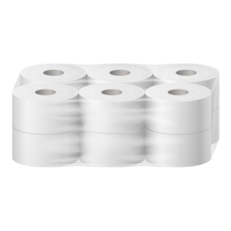 Papier hygiénique Mini Jumbo 180 m pure ouate blanche double épaisseur gaufrée Ecolabel colis de 12