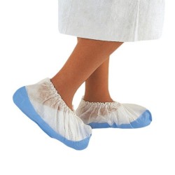 Surchaussures jetables PLP/PE blanc et bleu antidérapantes – Colis de 300