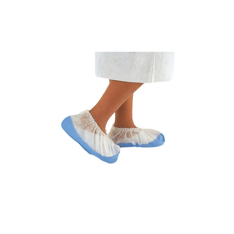 Surchaussures jetables PLP/PE blanc et bleu antidérapantes – Colis de 300