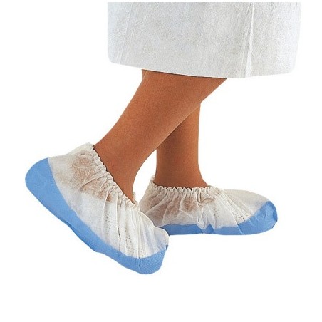 Surchaussures jetables PLP/PE blanc et bleu antidérapantes – Colis de 300