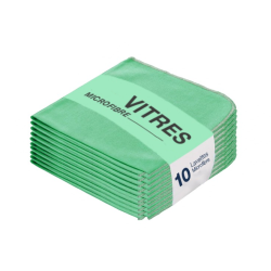Lavette vitre microfibre verte 38 x 38 cm – Paquet de 10