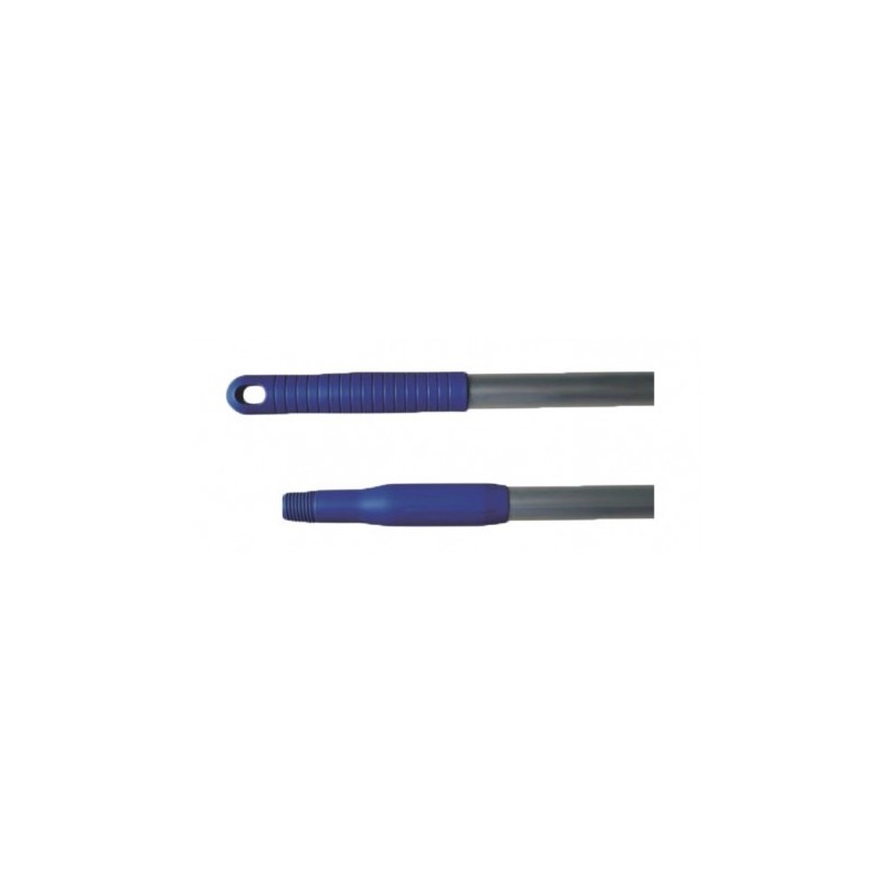 Manche aluminium 140 cm Ø25 mm avec poignée bleue à embout à vis