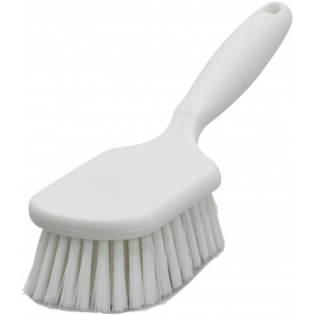 Brosse polyester mi-dur blanche à manche 25 cm
