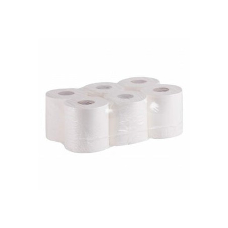 Essuie-mains blanc AUTOCOUP 150 m pure ouate blanche double épaisseur gaufrée Ecolabel colis de 6