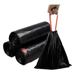 Sac poubelle 50 litres noir lien coulissant 35 microns - Clean By Luna