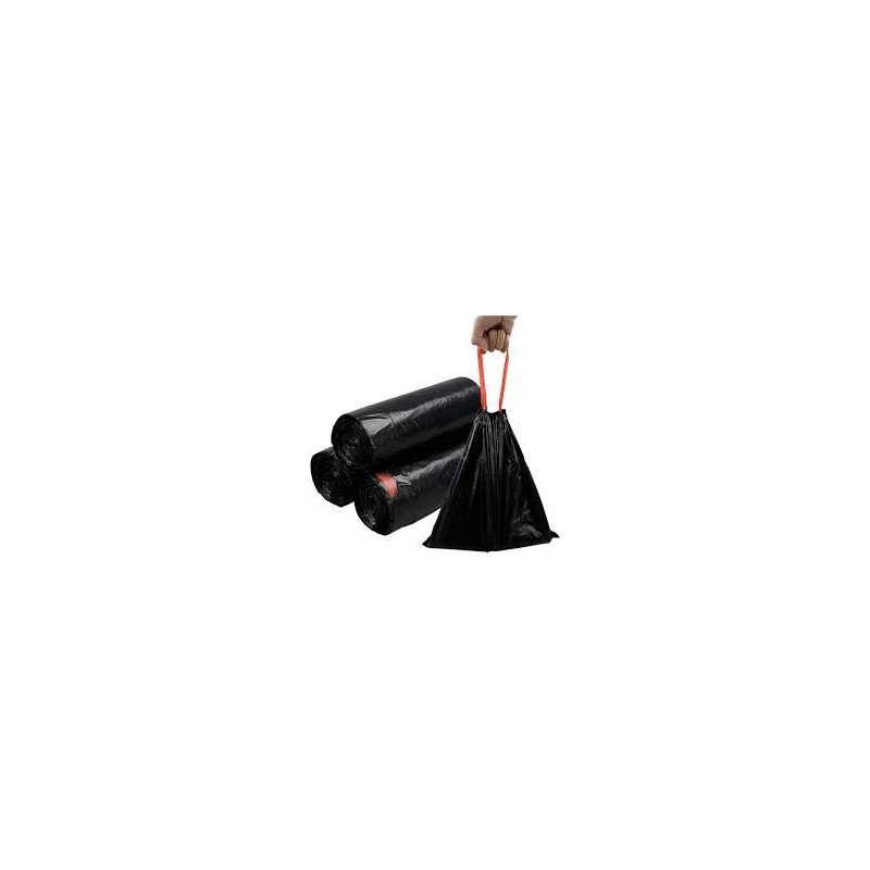 Sac poubelle 50 litres noir lien coulissant 35 microns - Clean By Luna