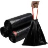 Sac poubelle 50 litres noir lien coulissant 35 microns - Clean By Luna