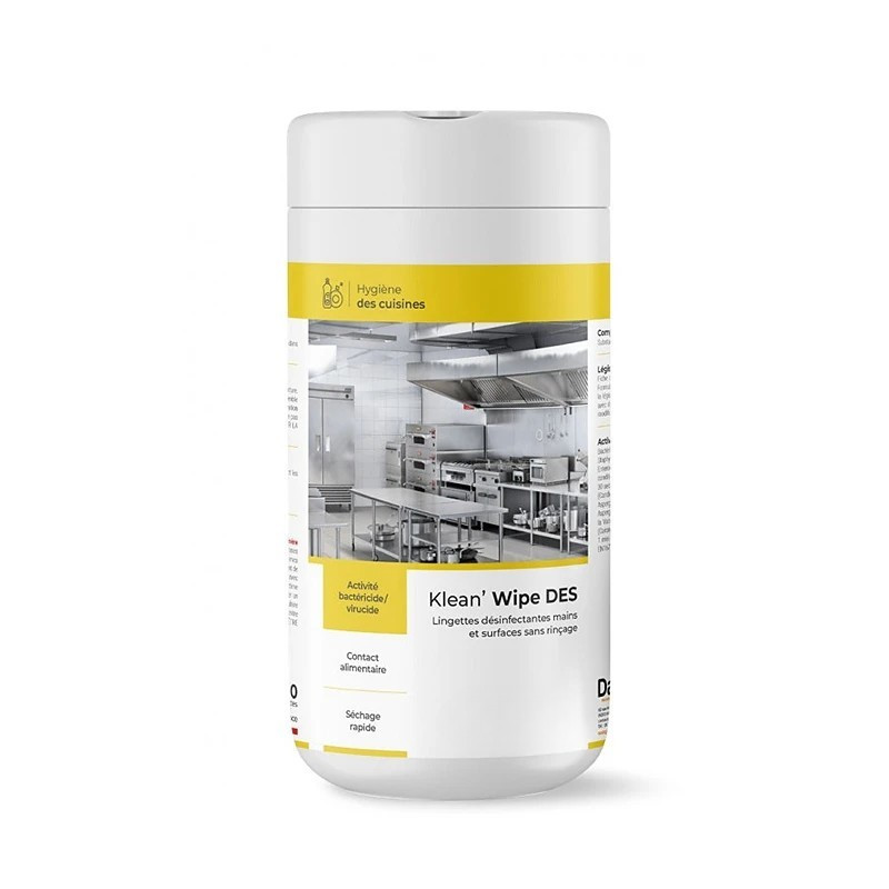 Lingettes désinfectantes Klean'Wipe pour les mains et les surfaces - Boîte de 200 lingettes