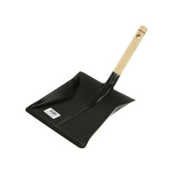 Pelle métallique laquée noire 40 cm avec manche en bois