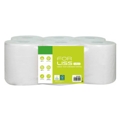 Bobine essuie-tout dévidage central 450 formats pure ouate blanche double épaisseur Ecolabel colis de 6