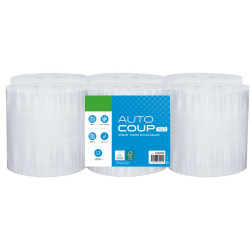 Essuie-mains blanc AUTOCOUP 150 m pure ouate blanche double épaisseur gaufrée Ecolabel colis de 6