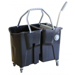 Chariot de lavage Bi Bac CLEVY 2 x 15 L noir avec presse