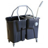 Chariot de lavage Bi Bac CLEVY 2 x 15 L noir avec presse