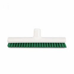 Frottoir polyester dur vert 30 cm monture PP douille inclinée gamme alimentaire