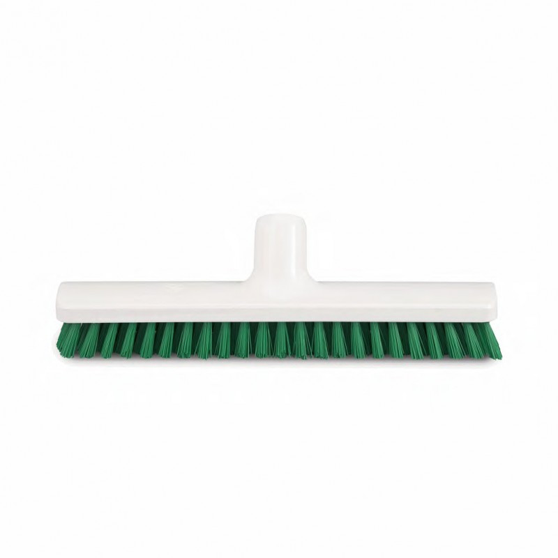 Frottoir polyester dur vert 30 cm monture PP douille inclinée gamme alimentaire
