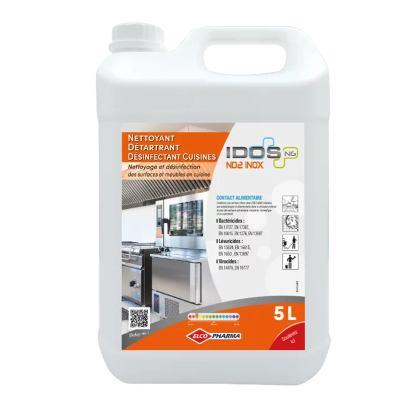IDOS ND2 INOX NG détartrant désinfectant pour surfaces inox et cuisines professionnelles 5 L