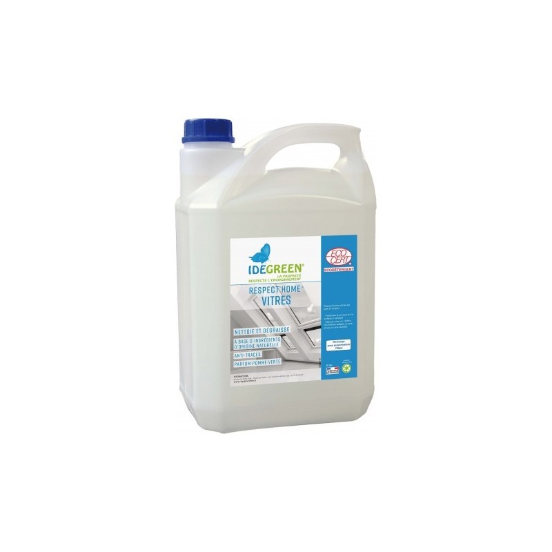 RESPECT HOME VITRES nettoyant vitres professionnel d'origine végétale bidon 5 litres