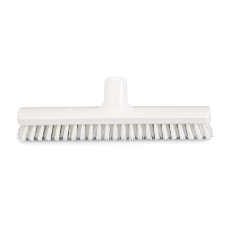 Frottoir polyester dur blanc 30 cm monture PP douille inclinée gamme alimentaire