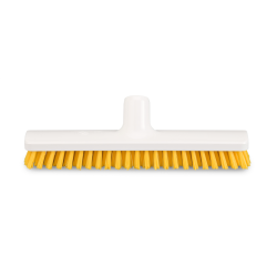 Frottoir polyester dur jaune 30 cm monture PP douille inclinée gamme alimentaire