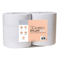 Papier toilette Maxi Jumbo blanc en pure ouate – rouleau de 600 m