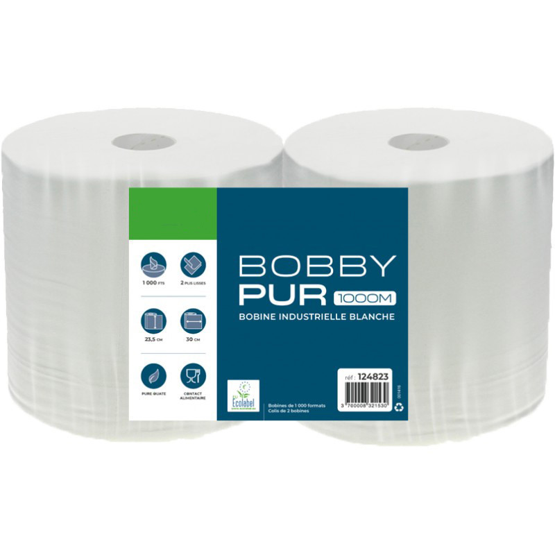 Bobine industrielle blanche en pure ouate – 1000 formats