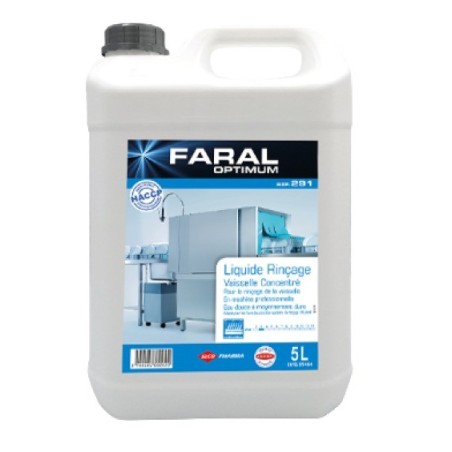 FARAL OPTIMUM 291 liquide de rinçage professionnel pour lave-vaisselle bidon 5 litres