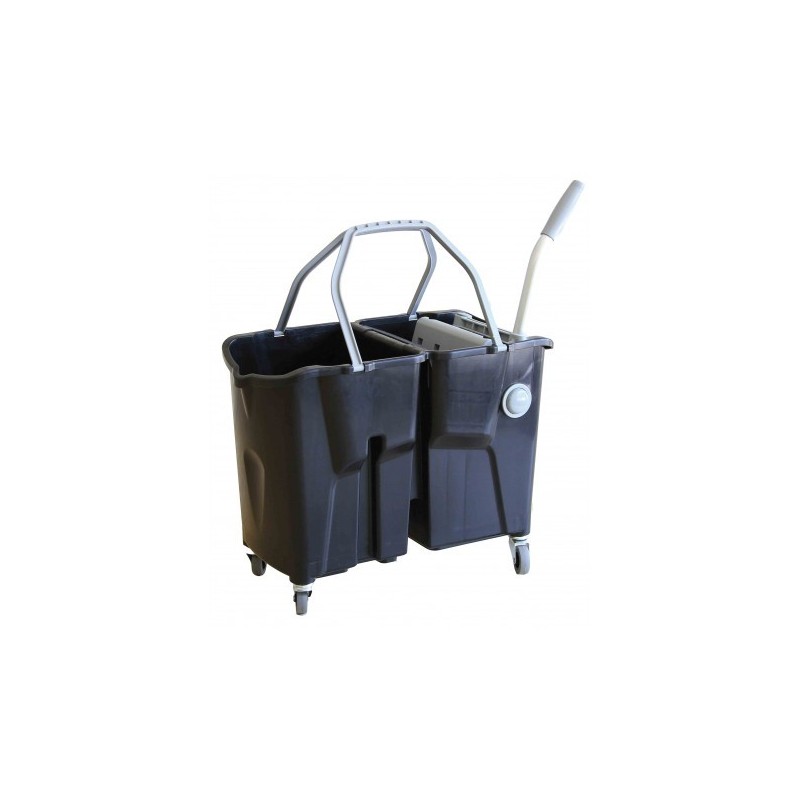 Chariot de lavage Bi Bac CLEVY 2 x 15 L noir avec presse