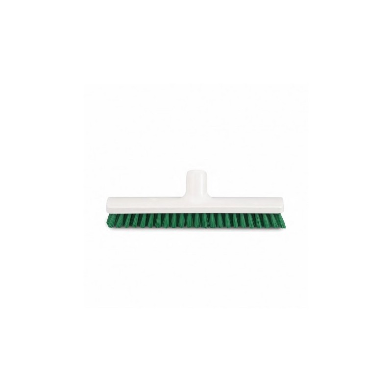 Frottoir polyester dur vert 30 cm monture PP douille inclinée gamme alimentaire