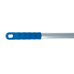 Manche aluminium anodisé 140 cm à 6 trous poignée bleue