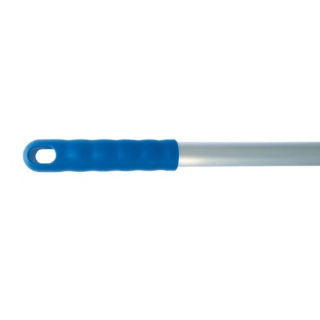Manche aluminium anodisé 140 cm à 6 trous poignée bleue