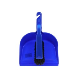 Pelle plastique avec balayette nylon bleue