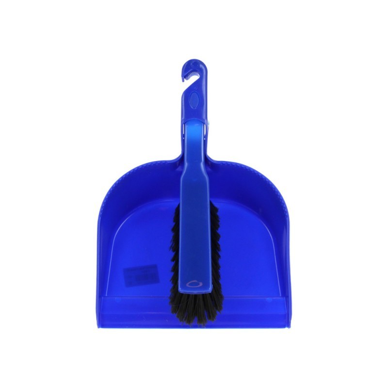 Pelle plastique avec balayette nylon bleue