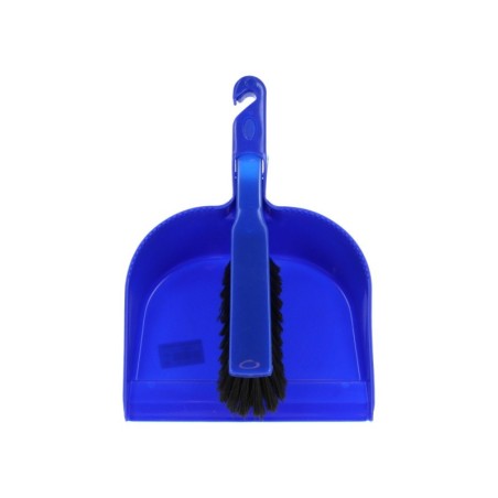 Pelle plastique avec balayette nylon bleue