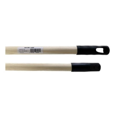 Manche bois 130 cm avec poignée plastique attache et vis